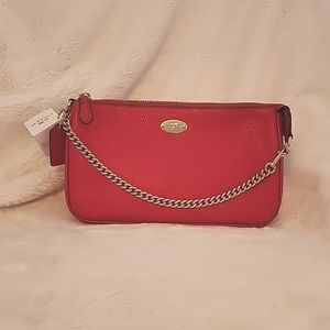 New Coach Pebbled Leather Large Wristlet